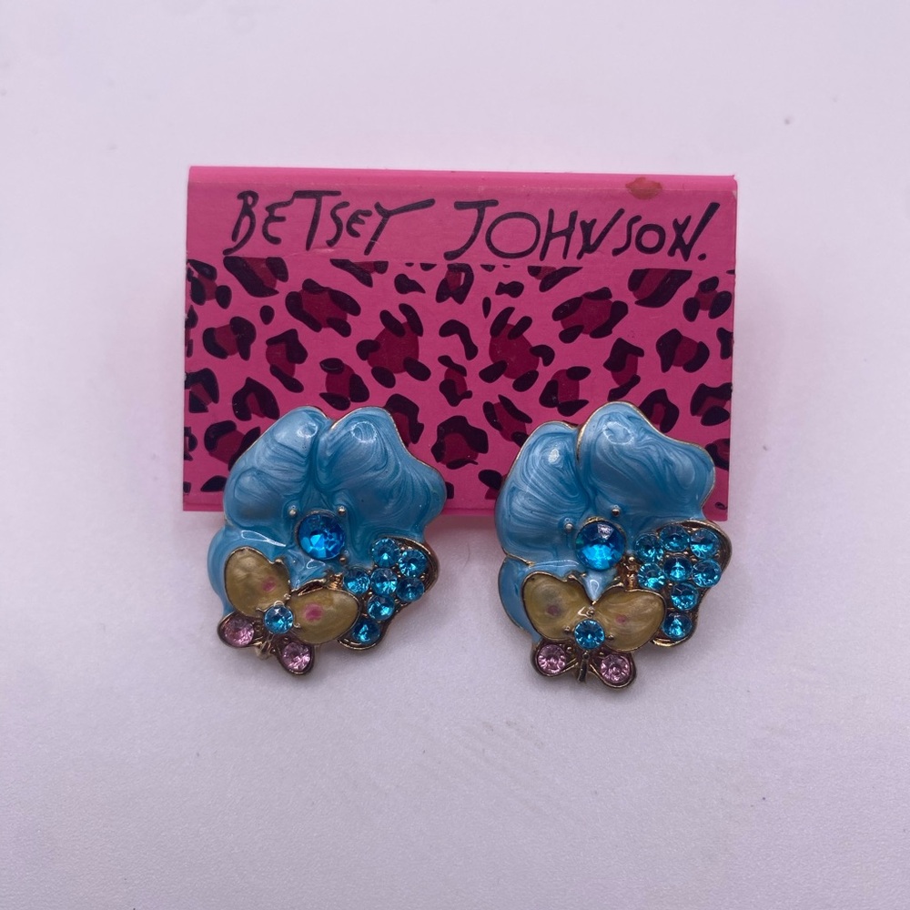 Vintage Betsey Johnson Flower Butterfly Earrings
